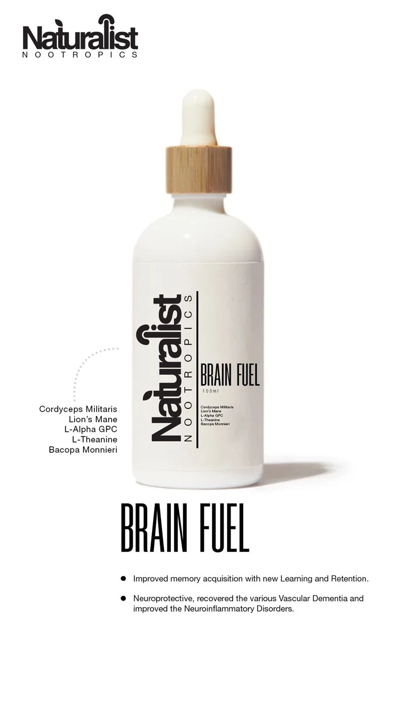 Naturalist Brain Fuel — a 100 ml dropper bottle with its label