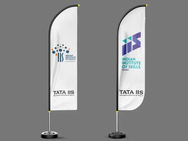 IIS Ahmedabad: 01 flag banner convex mockup